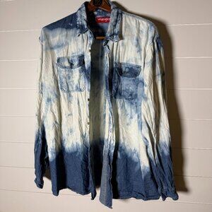 Wrangler Long Sleeve Button Up Tie Dye Blue & White Sz. 2XL